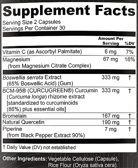 Golden Revive Plus Ingredients Label