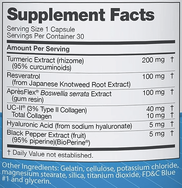 Instaflex Ingredients Label